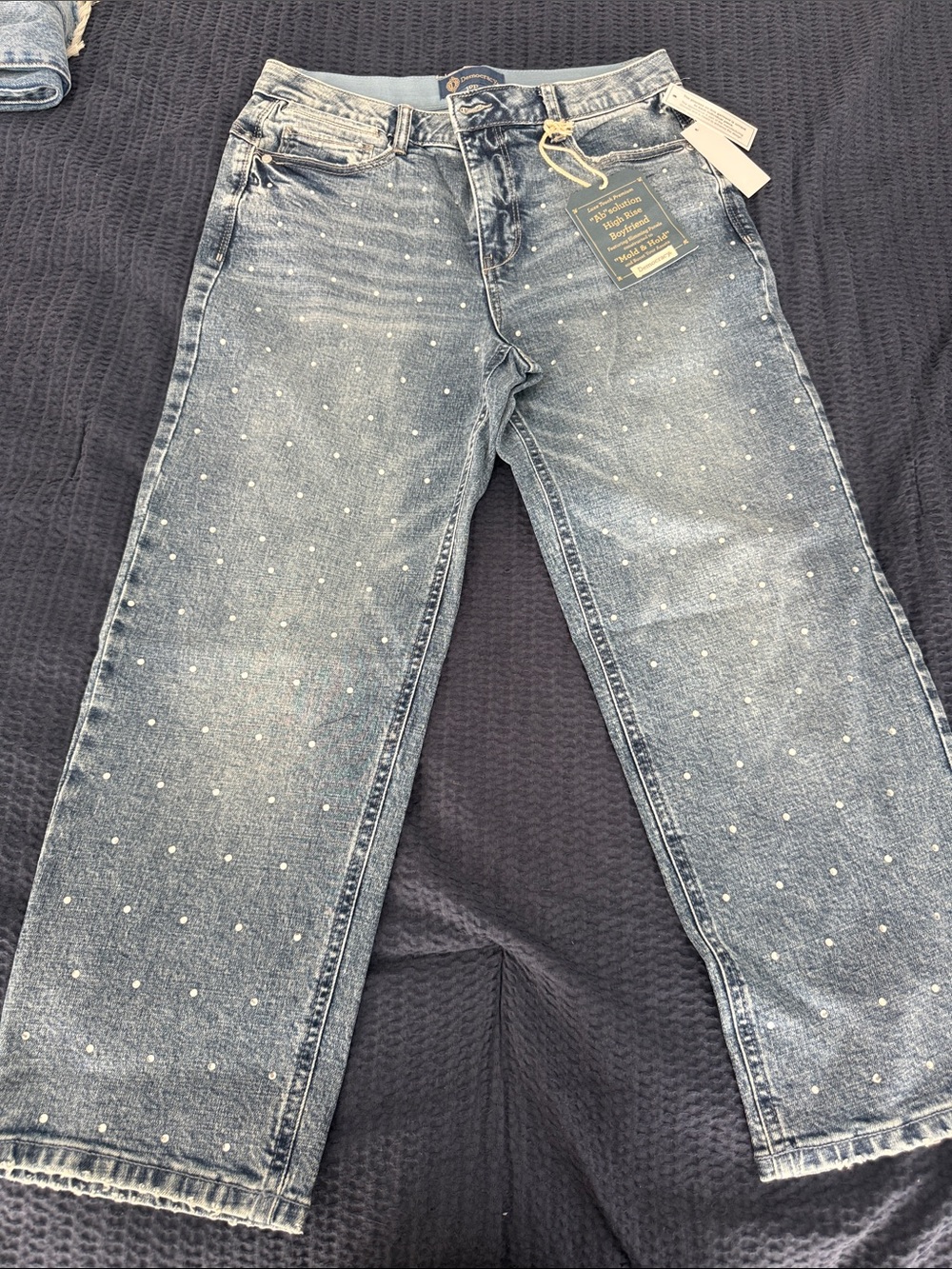 Democracy Light Blue -Studded Straight Leg Jeans